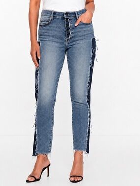 MOTHER 60% Stunner Jeans 32 Upcycled Cut Sew Ankle Fray RARE